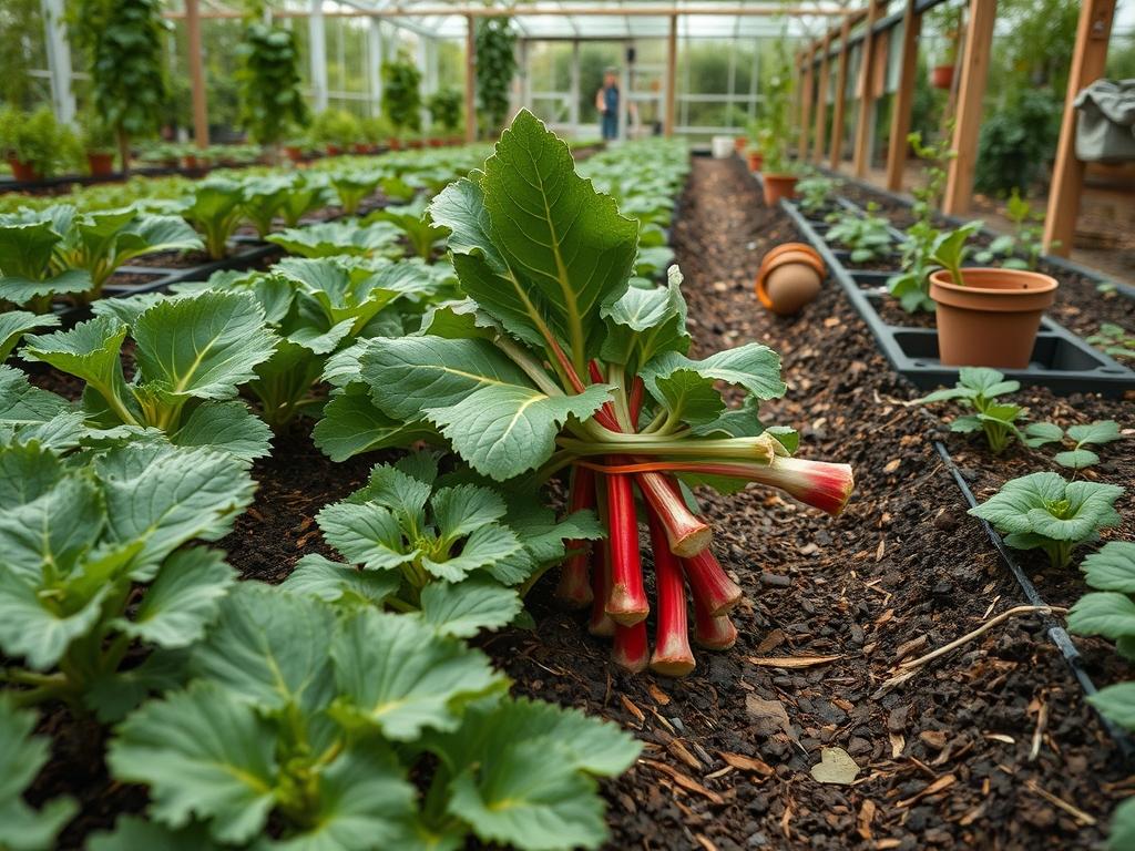 Harvesting Fresh Rhubarb