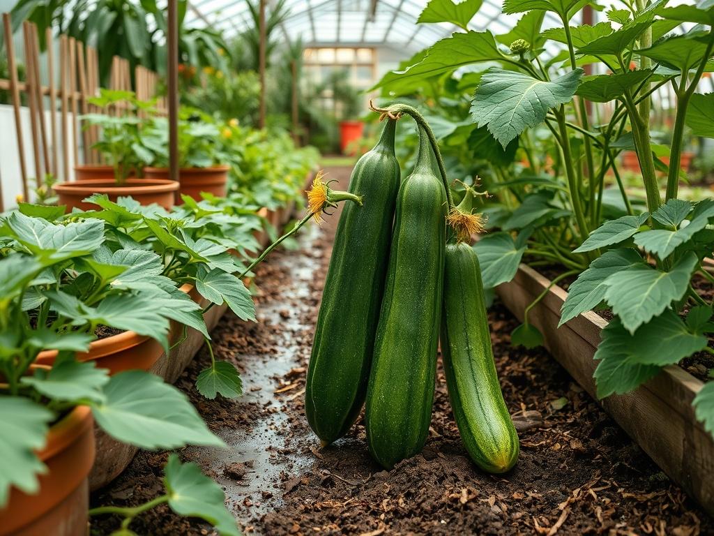 Harvesting Garden Cucumbers