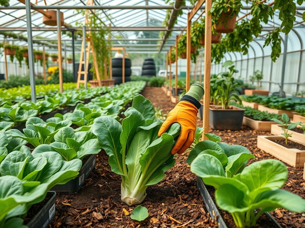Picking Fresh Bok Choy