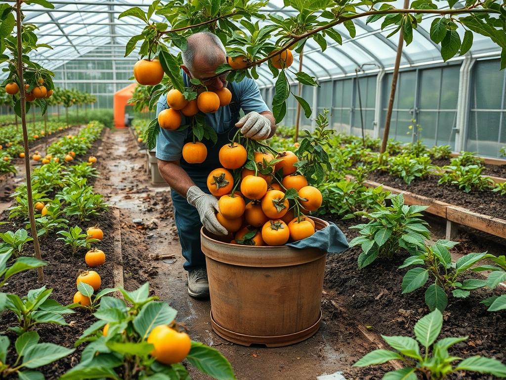 Picking Fresh Persimmons