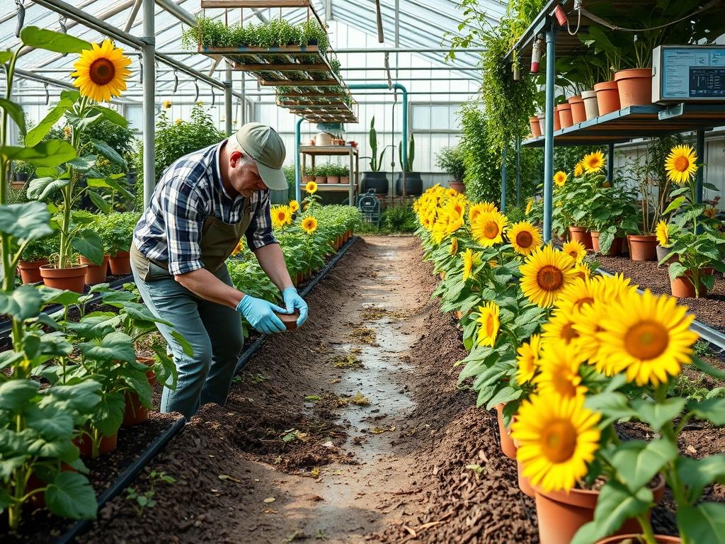 Picking Fresh Sunflowers Seeds